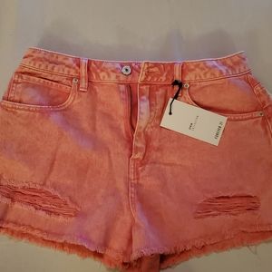 Pink denim shorts